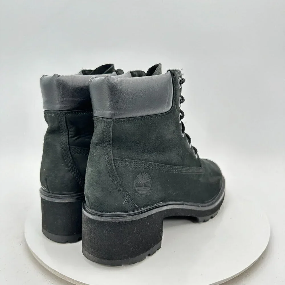 Timberland Kinsley Women Size 7.5 A25C4 Black Suede Lug Sole Block Heel boot